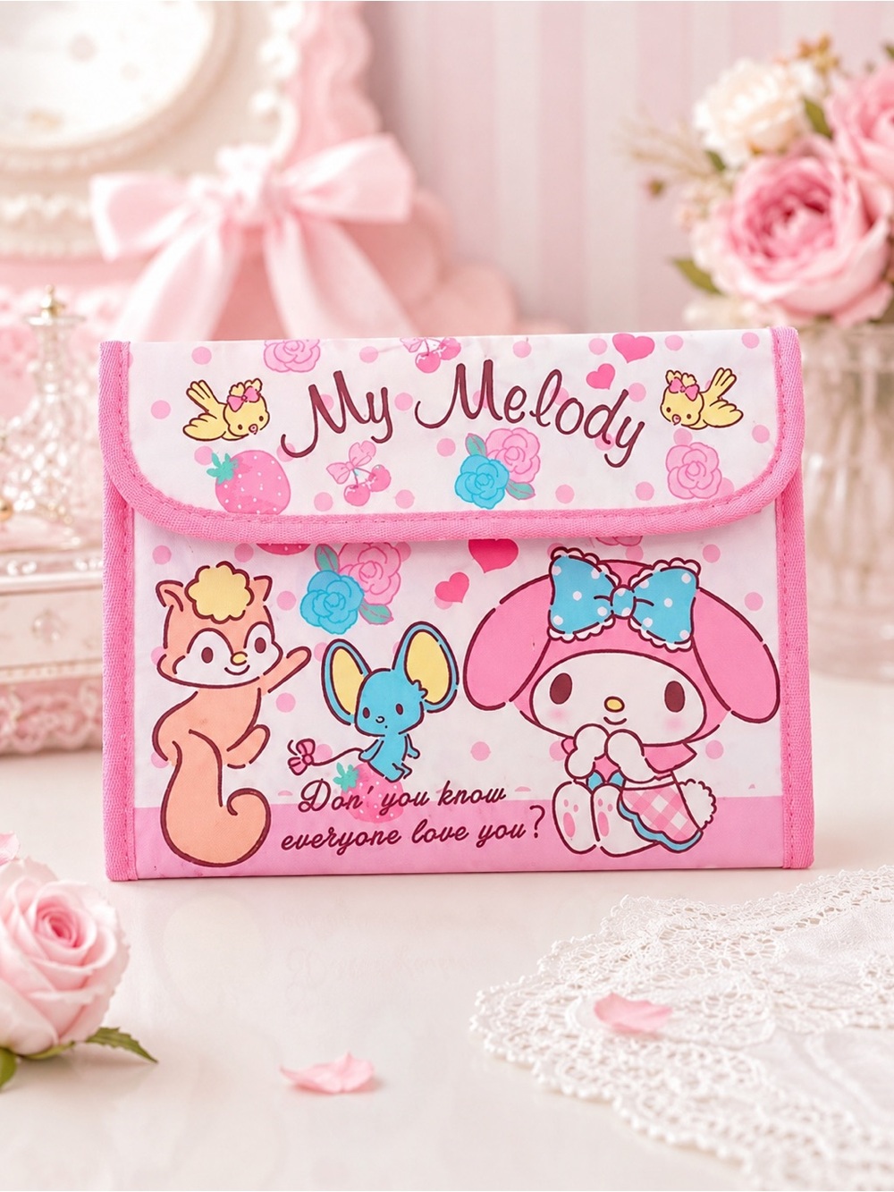 Hello Kitty My Melody pink envelope clutch.NWT